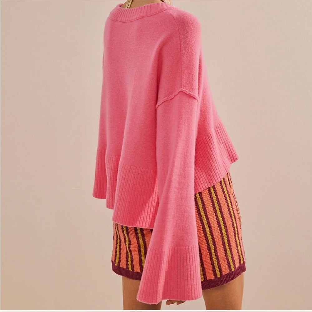 Free People Rhy Cashmere Pink Sweater NWT Small - Picture 2 of 9